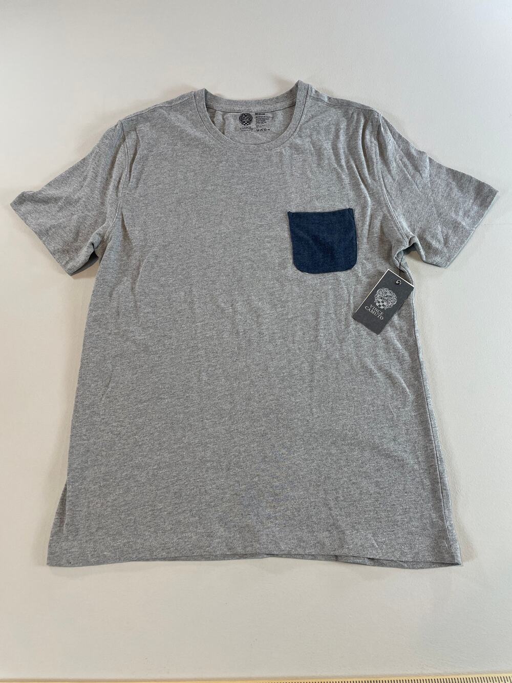 Vince Camuto Womens Gray Pocket Tee Shirt Size M Cotton New With Tag
